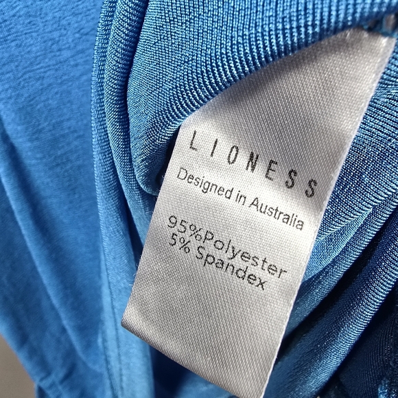 LIONESS Long Sleeve Montana Mini Dress Open Back Blue Womens Size L - Picture 6 of 14